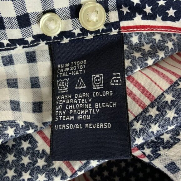 Tommy Hilfiger Mens Medium Button Down Shirt Mock Patchwork Patriotic 2001 - Picture 5 of 8